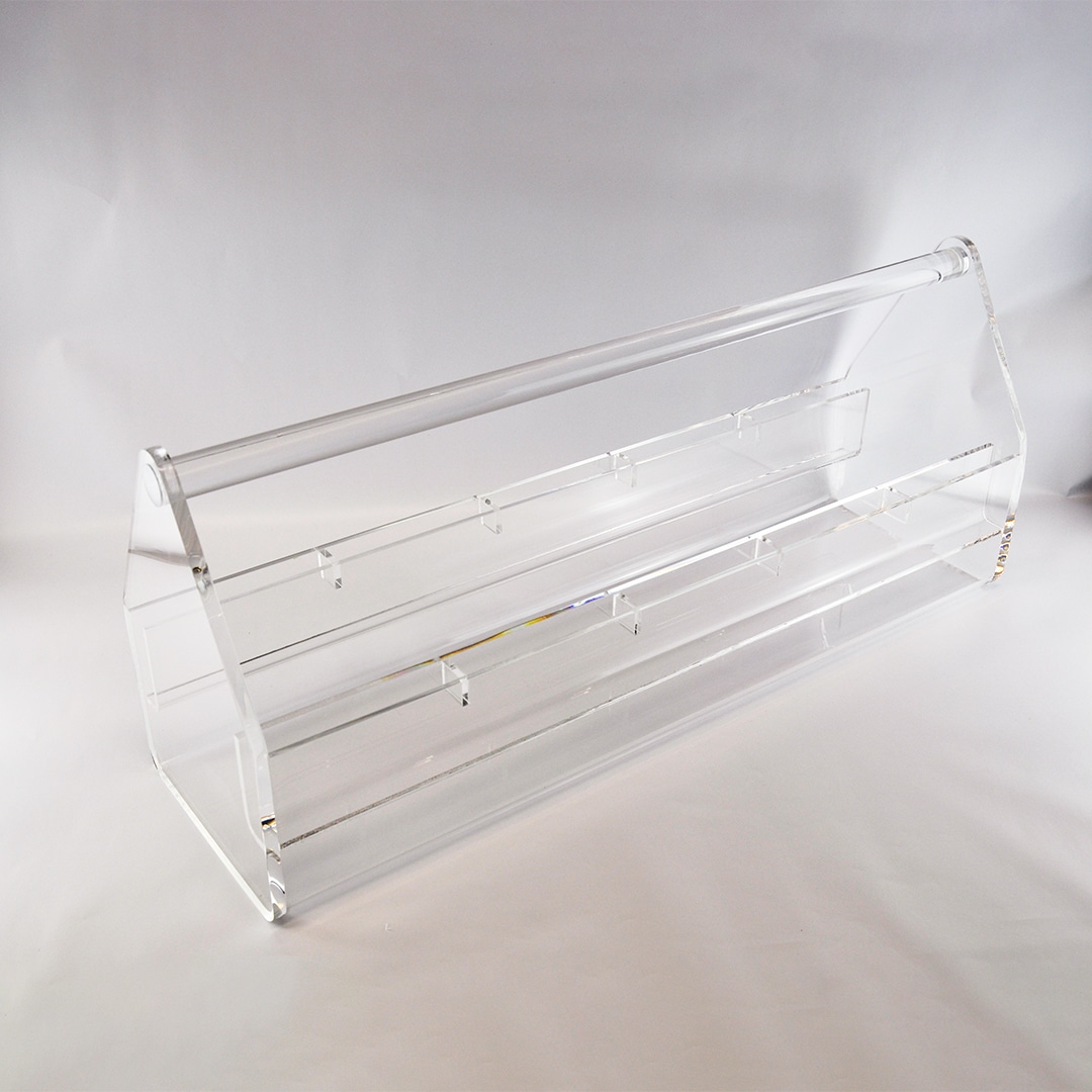 transparenter Werkzeugkoffer aus Acrylglas